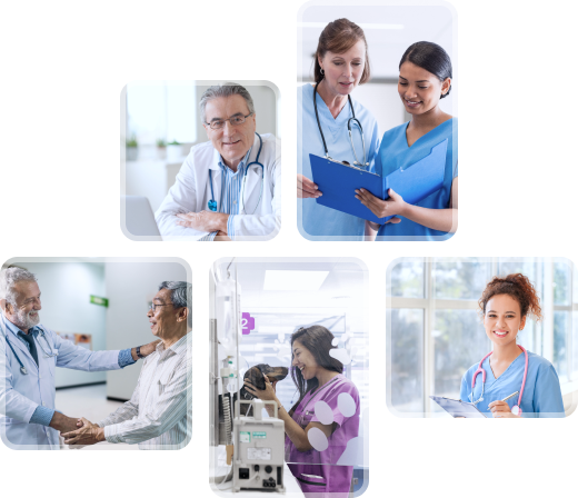Collage of healthcare professionals highlighting industry partnerships